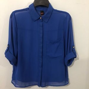 BONGO Blue Sheer Top